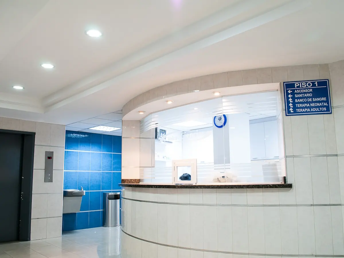 Front desk and waiting area of a medical practice