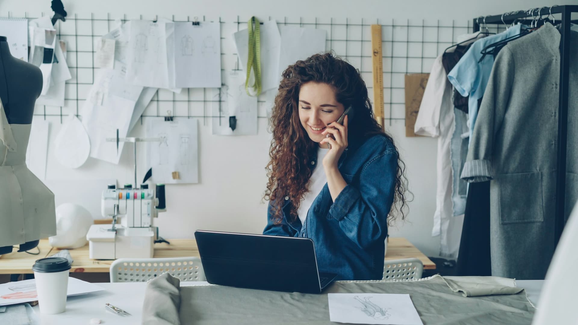 A business owner working in her studio